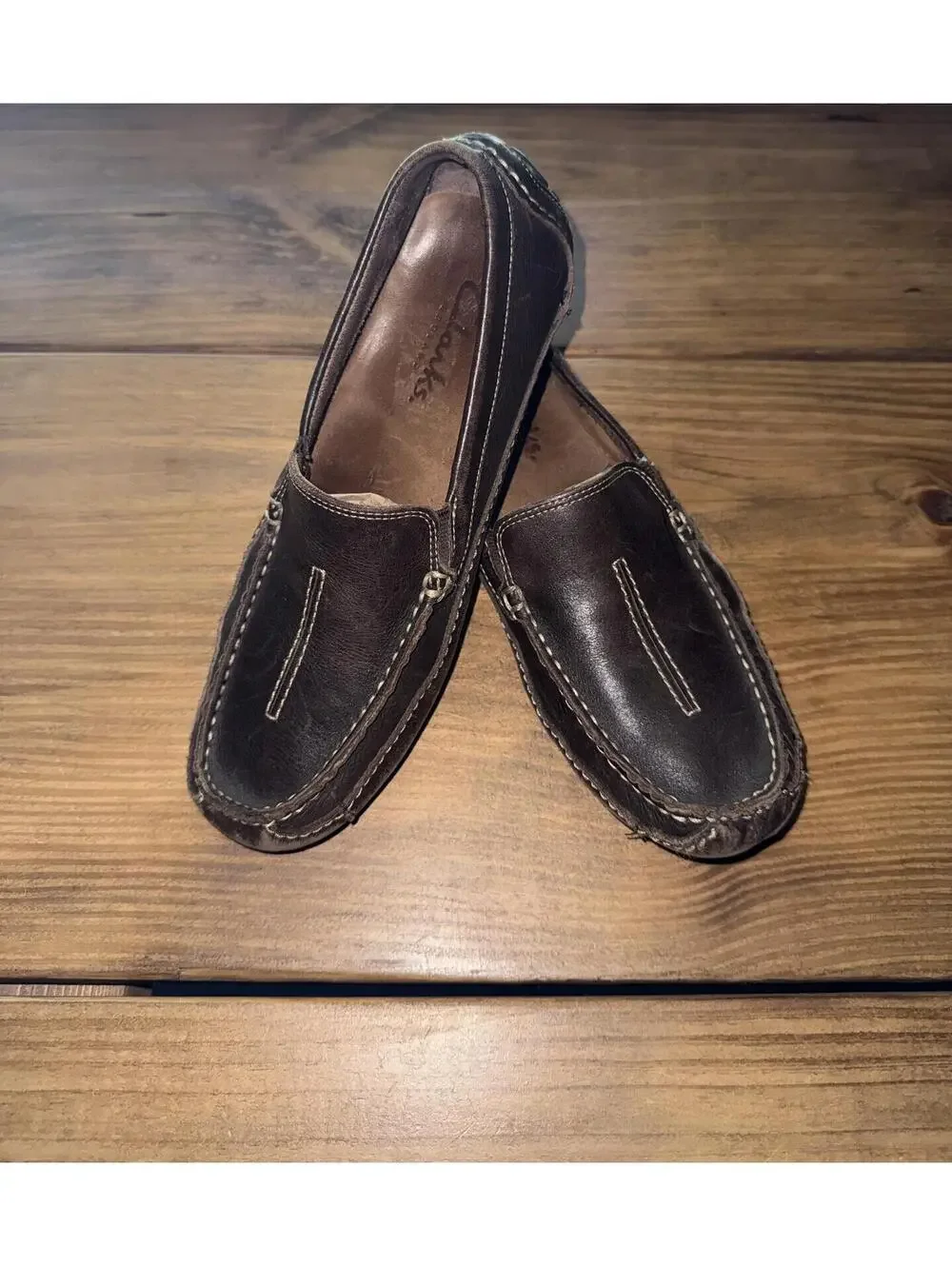 Clarks Dark Brown Leather Slip-On Loafers